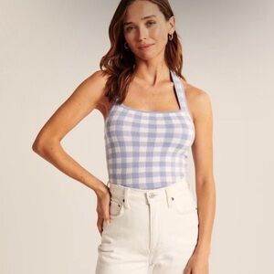 Abercrombie & Fitch Blue Gingham Halter Top Size Large NWT
